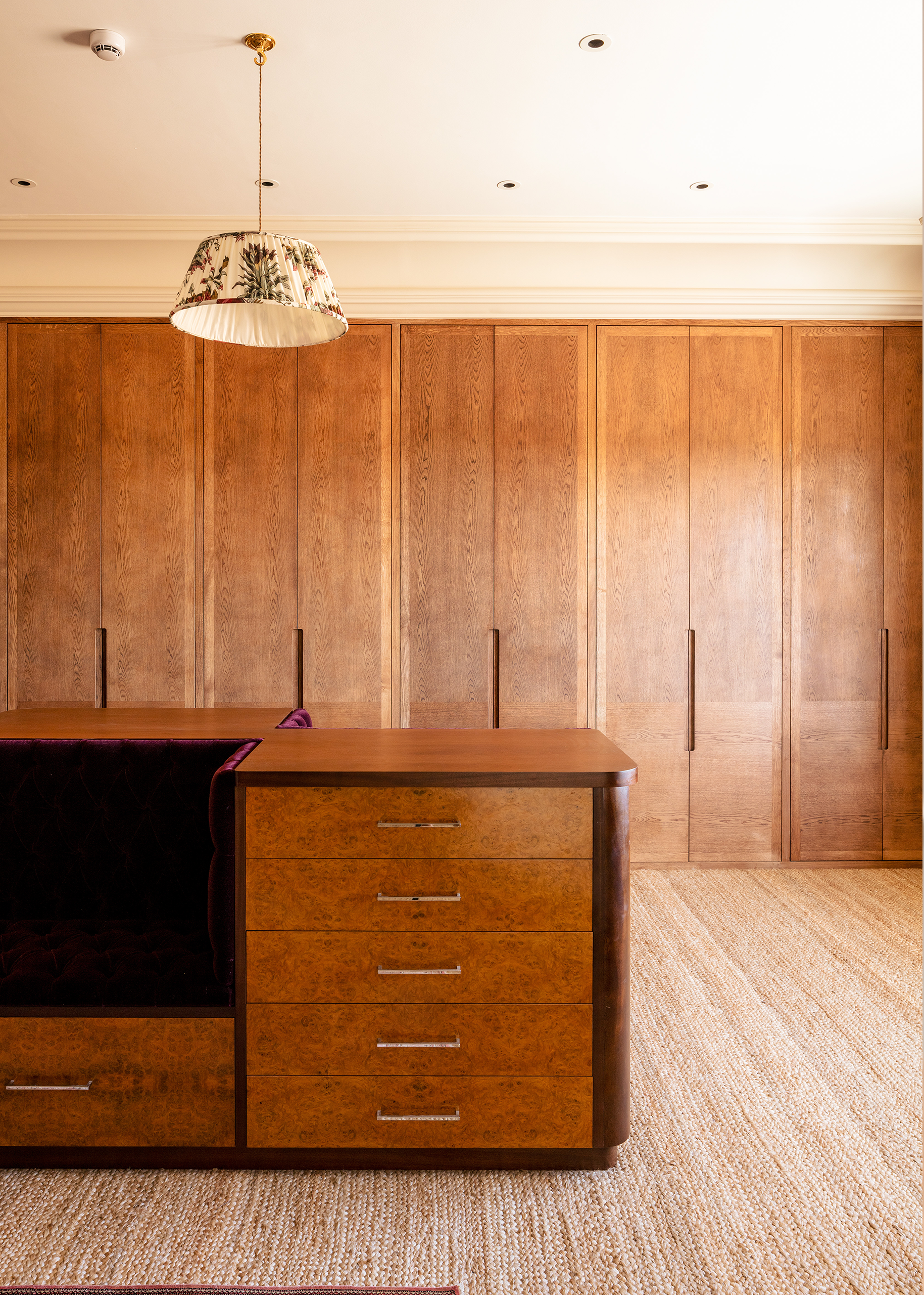 Dressing room joinery package for a walk in wardrobe.