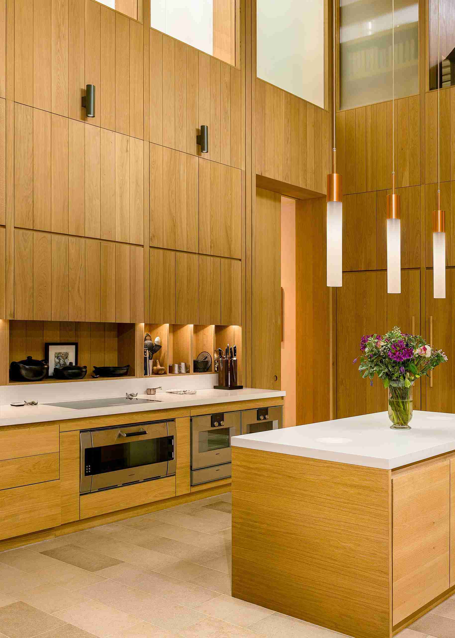 Natural feeling European oak bespoke kitchen expertly crafted by our bespoke joiners.