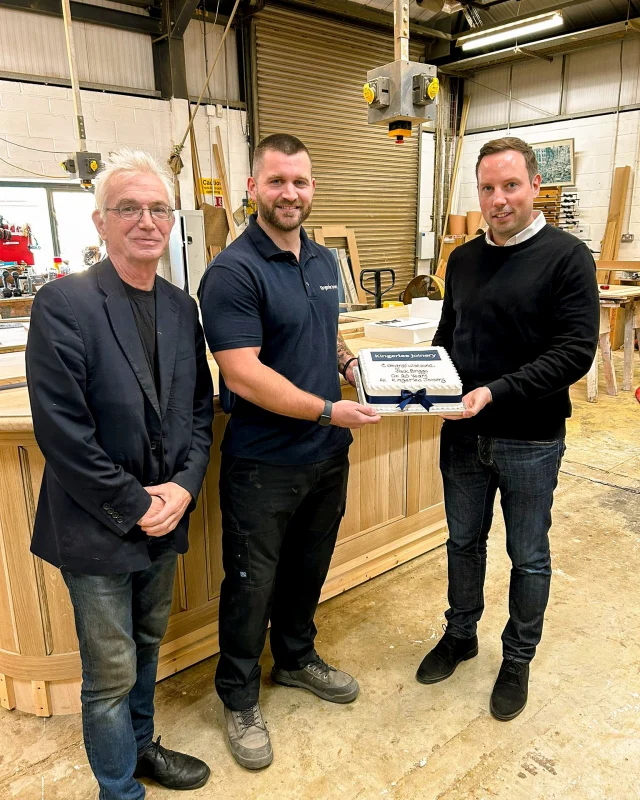 Last week, we had the pleasure of celebrating 20 years of dedicated service with Jack Briggs at Kingerlee Joinery.  From his very first steps into the workshop as a work experience student, through his apprenticeship, and now in his role as Project & Production Manager, Jack’s journey has been one of hard work, growth, and commitment.  We are truly grateful for Jack’s dedication over the years. His passion and professionalism continue to shape the team’s success.  #20Years | #LongService | #KingerleeJoinery